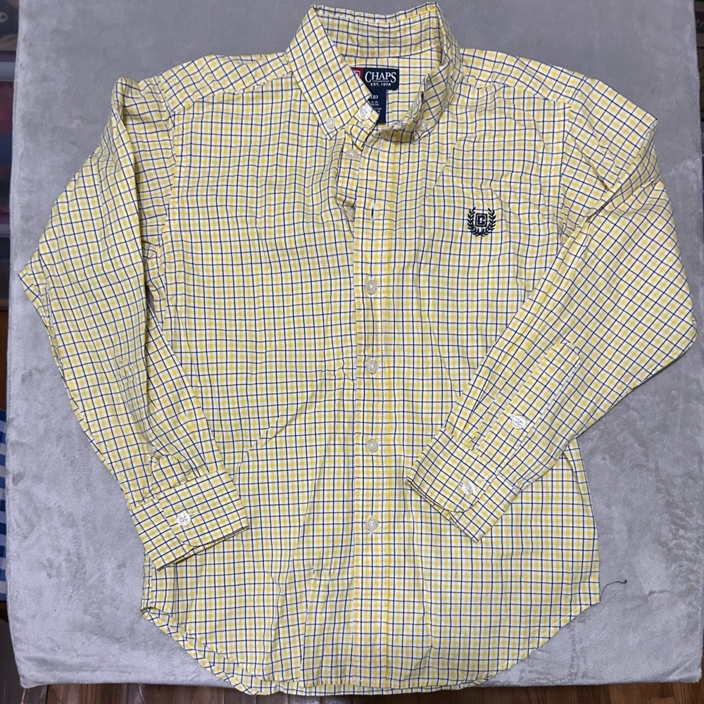 Chaps Yellow and Blue Plaid Shirt